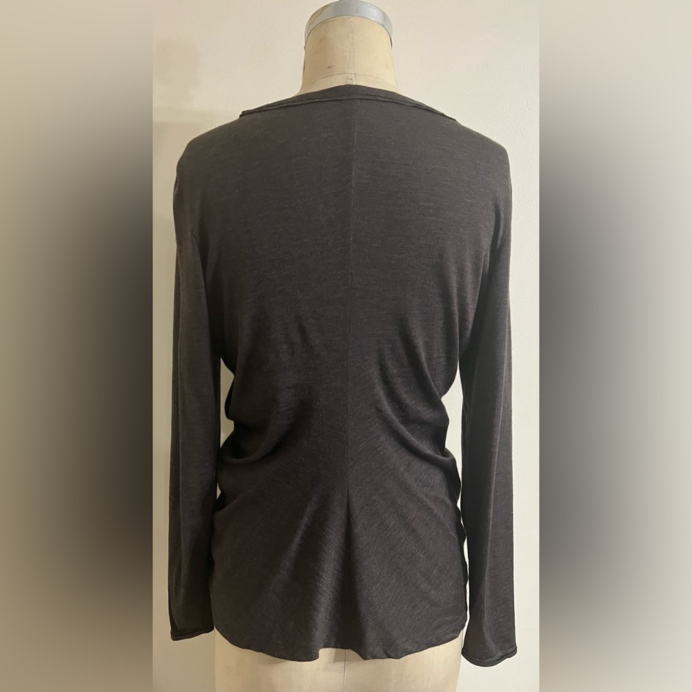 Lafayette 148 Brown Front Leather Panel w/Knit Long Sleeves & Back Top Size XL - Picture 9 of 11